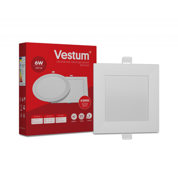 КВАДРАТНЫЙ СВЕТОДИОДНЫЙ ВРЕЗНОЙ СВЕТИЛЬНИК VESTUM 6W 4000K 220В
