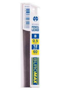 Стержни Buromax к механическим карандашам B 0.5 мм 12 штук (BM.8661)