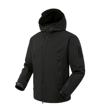 Куртка / ветровка тактическая Softshell black (черный) софтшелл Размер 5XL