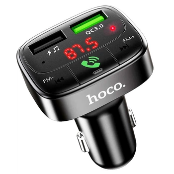 Автомобильный FM-трансмиттер модулятор Hoco E59 Promise |2USB, QC3.0, 18W/3.1A, BT5.0/MP3| Black