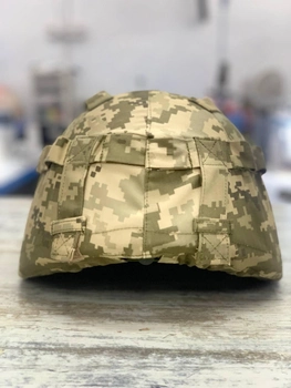 Кавер на каску міч з кріпленням для окулярів шолом маскувальний чохол на каску Mich колір піксель ЗСУ армійська