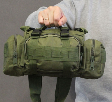 Тактична сумка на пояс Tactic сумка сумка на рюкзак і плитоноску з ременем на плече 5 л Olive (104-olive)