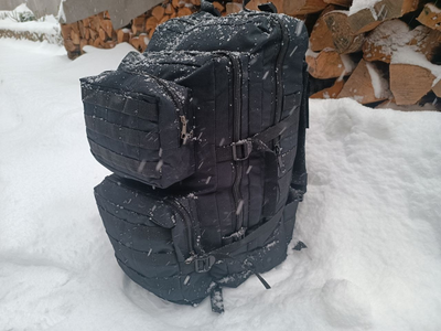 Военный рюкзак на 60 литров с системой MOLLE армейский тактический рюкзак цвет черный для ВСУ