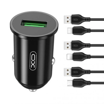 Автомобильное зарядное устройство XO пластик 1USB 18W черное (658524)