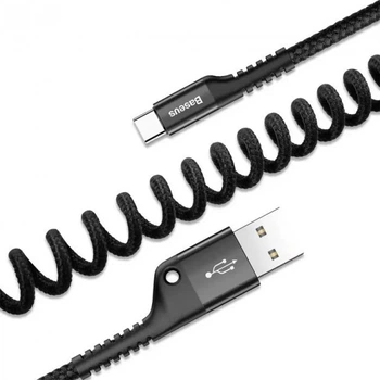 Кабель Baseus Fish eye Spring Data Cable USB For Type-C 1M Black (CATSR-01)