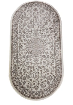 Классический ковер из полиэстера SILK STAR 1.5х3 м. Овал WHITE 4260D