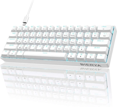 Механическая игровая клавиатура Dierya 60% с механическими переключателями Clicky, Type-C, 61 клавиша (раскладка США, QWERTY) белый