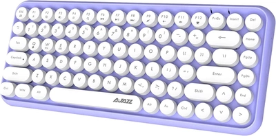 Беспроводная клавиатура Ajazz 308I мини-клавиатура с 84 клавишами, технология беспроводного подключения Bluetooth 2,4 ГГц. Цвет - Фиолетовый, С английским и украинским раскладкой ( ENG - UA )