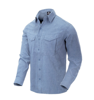 Рубашка Defender MK2 Gentleman Shirt Helikon-Tex Melange Light Blue XXXL Тактическая мужская