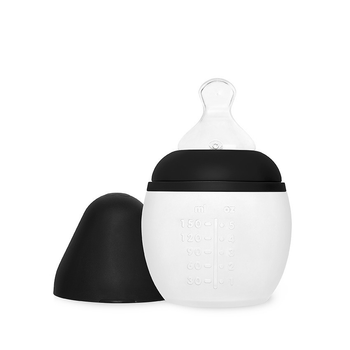 Антиколікова пляшечка для годування дитяча силіконова Èlhèe BibRond 240 ml Black