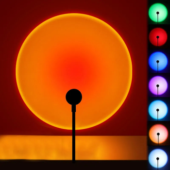 Світлодіодна атмосферна лампа захід сонця РГБ LED Sunset Lamp RGB проекційний світильник торшер на гнучкій ніжці 7 кольорів від USB