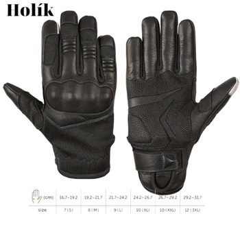 Тактические сенсорные кожаные перчатки Holik Beth black размер L