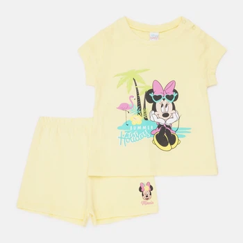 Дитячий літній комплект (футболка + шорти) для дівчинки Disney Minnie WE0054 74 см Жовтий (3609086522061)
