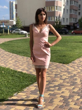 Жіноче плаття з шкір заступника Poliit 8375 пудровий 36