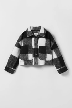 Куртка сорочка в клітку для дівчинки Zara 152 розмір чорна 1001119064