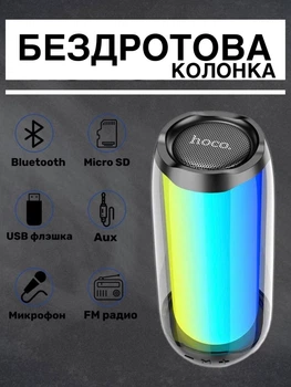 Портативная Bluetooth-колонка HOCO HC8 Pulsating colorful luminous wireless speaker Чёрная 1800 mah