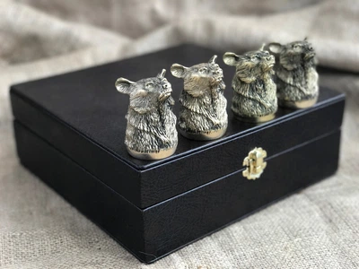 Набор 4 стопок Bear бронзовые