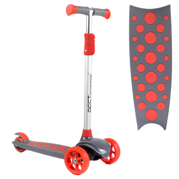 Самокат триколісний з колесами, що світяться, Best Scooter Сірий з червоним