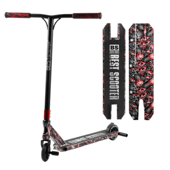Трюковый самокат с принтом Best Scooter Черный с красным вид 1