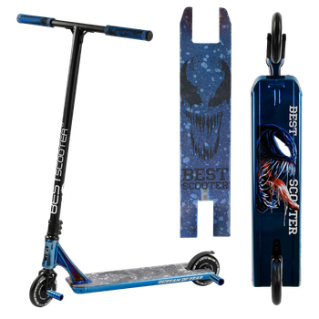 Трюковый самокат двухколесный с алюминиевыми пегами Best Scooter SIMBIOTE Синий Веном
