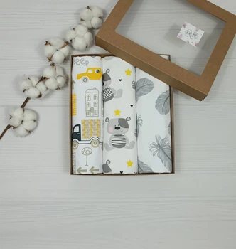 Набор для новородженных: 3 непромокаемых пеленки a.l.babybox Мишутка Разноцветный