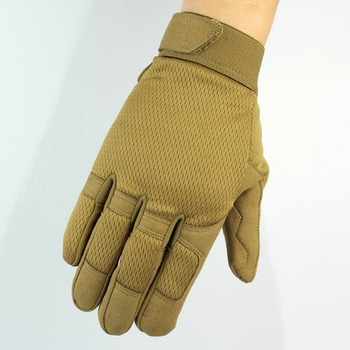 Перчатки мужские тактические текстильные размер ХL песочного цвета Код 68-0102