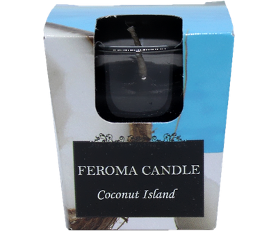 Черная свечка в стопке TM FEROMA CANDLE. Запах Coconut Island