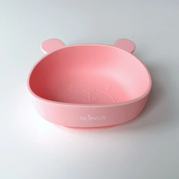 Силіконова тарілка на присосці з вушками Баловень Rose Quartz