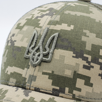 Пиксель Бейсболка Герб с сеткой Олива, летний военный бейс с вышивкой, армейская камуфляжная кепка хаки (L)