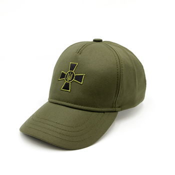 Бейсболка олива L з емблемою Нацгвардії, зелена бейсболка закрита, патріотичний бейс з вишивкою, модна кепка розмір 57-58р