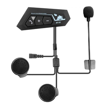 Мотогарнитура BT-22 Bluetooth 5.0 для мотоциклетного шлема с микрофоном Черный