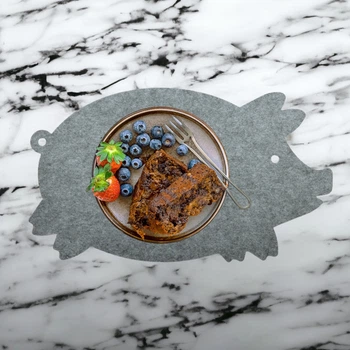 Сервировочный набор из 2 подставок ковриков под тарелки, горячее 25*45 см Gray-pork-2202 серый