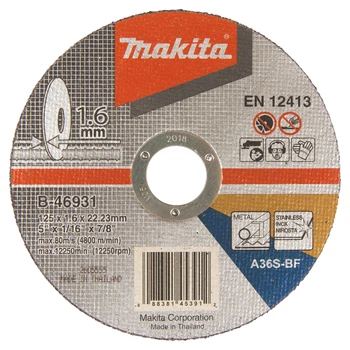 Отрезной диск Makita B-46931 (125х22.23х1.6 мм) плоский круг по металлу и нержавеющей стали (30562)
