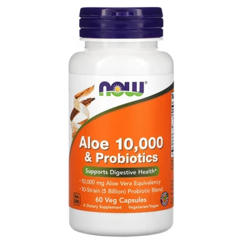 Натуральна добавка Now Foods Aloe 10.000 & Probiotics 60 капсул