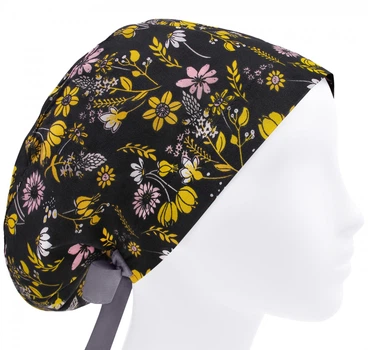 Медицинская шапочка женская HeadwearUniverse универсальная принт Ромашки маки клевер