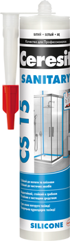 Силіконовий санітарний герметик Ceresit CS 15 SANITARY, 280 мл (білий) (2889673)