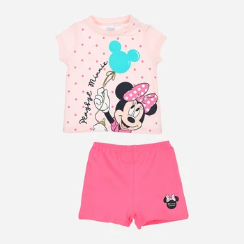 Дитячий літній комплект (футболка + шорти) для дівчинки Disney Minnie WE0055 67 см Темно-рожевий (3609086522139)