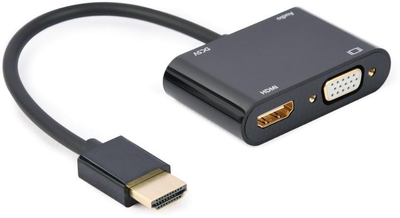 Адаптер-перехідник HDMI на HDMI/VGA+Аудіо 3.5 (A-HDMIM-HDMIFVGAF-01)
