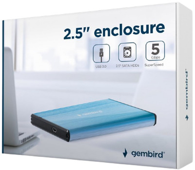 Zewnętrzna kieszeń Gembird na HDD 2,5" SATA USB 3.0, niebieska (EE2-U3S-3-B)