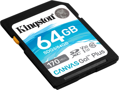 Kingston SDXC 64GB Canvas Go! Plus Class 10 UHS-I U3 V30 (SDG3/64GB)