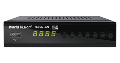 World Vision T625A LAN H.265 HD Цифровой Т2 тюнер DVB-C/T/T2 с обучаемым пультом и Ethernet входом 100 мб.