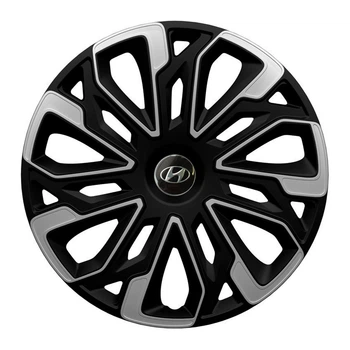 Автомобильные колпаки 4 Racing Estoril Silver-Black R15 4 шт. (с логотипом Hyundai)