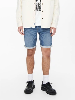 Шорти джинсові короткі чоловічі Only & Sons 22018584-1079 XS Blue Denim (5714917059093)