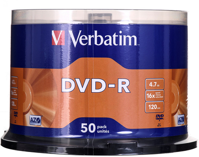 Verbatim DVD-R 4,7 GB 16x Cake Box 50 шт (43548)