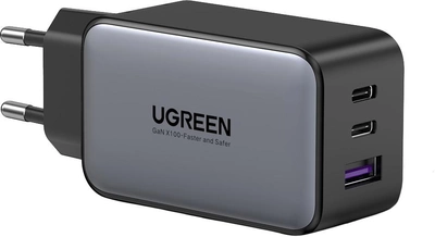 Сетевое зарядное устройство Ugreen CD244 USB-A + 2 x USB-C 65 Вт GaN Tech Fast Charger Серое (UGR-10335)