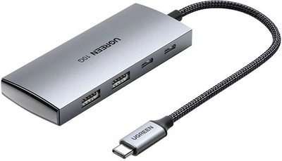 USB-хаб Ugreen CM480 USB-C to 2×USB 3.2+2×USB-C Adapter 10G Space Gray (UGR-30758)