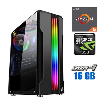 Игровой ПК Tower / AMD Ryzen 5 4500 (6(12) ядер по 3.6-4.1 GHz) / 16GB DDR4 / 500GB SSD M.2 / GeForce GTX 1650, 4GB GDDR5, 128-bit / 500W