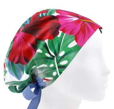 Медицинская шапочка женская HeadwearUniverse универсальная принт Монстера цветы