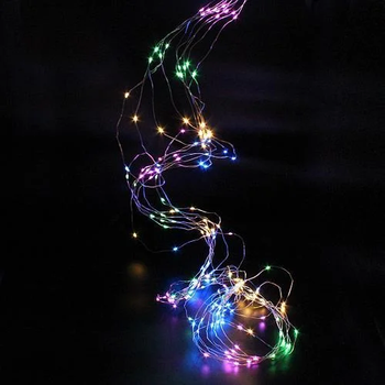 Светодиодная гирлянда Xmas 300L Copper на медном проводе Капля росы M Мультицветная 3м