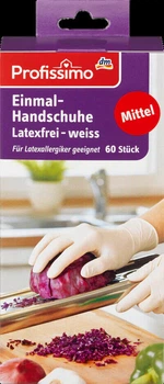 Нитриловые белые перчатки без латекса для кухни и дома Profissimo Einmal-Handschuhe weiss DM Mittel M, 60шт=30 пар